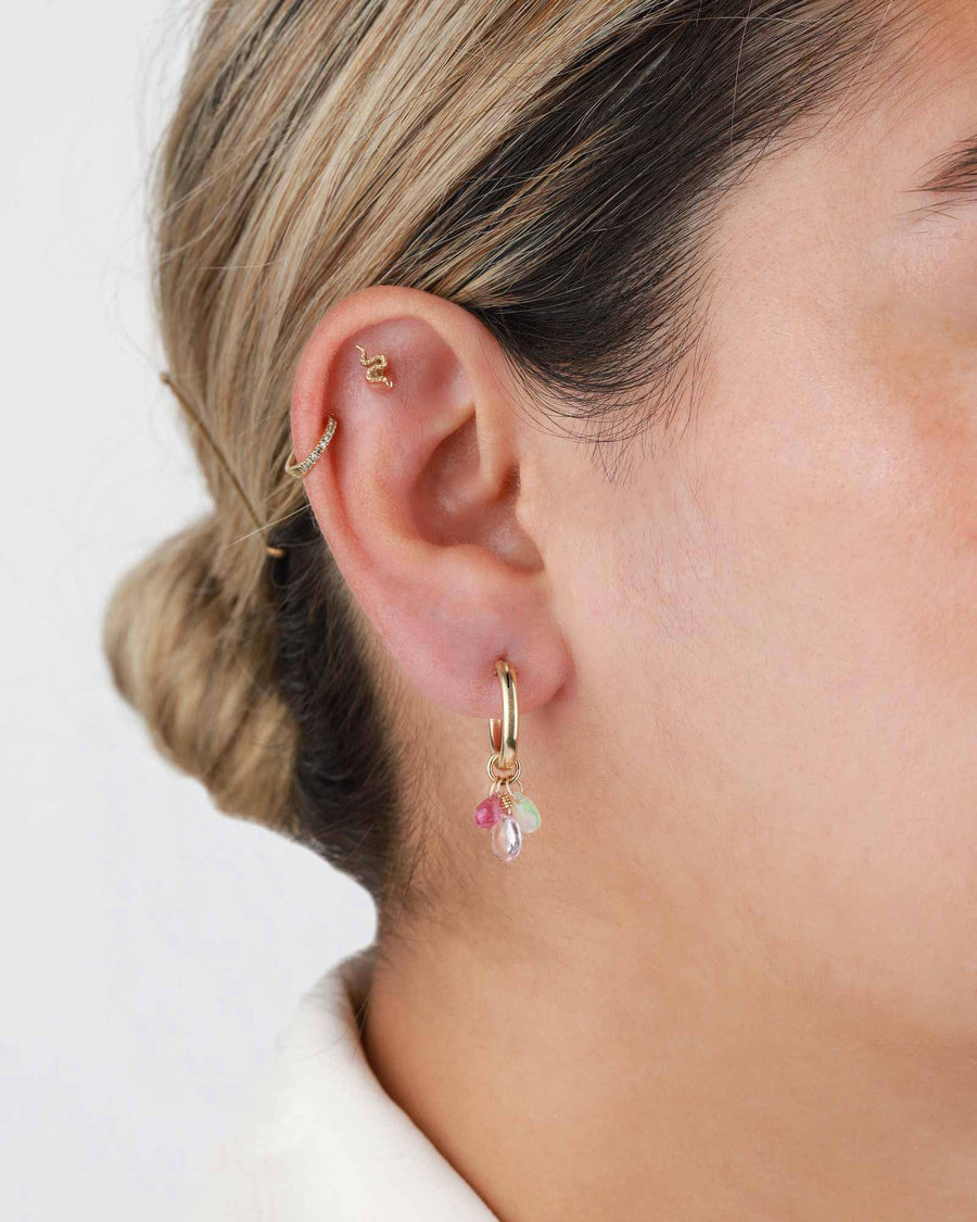Poppy Rose-Kimora Huggies-Earrings-14k Gold-fill, Pink, Tourmaline, Pink Topaz, Opal-Blue Ruby Jewellery-Vancouver Canada