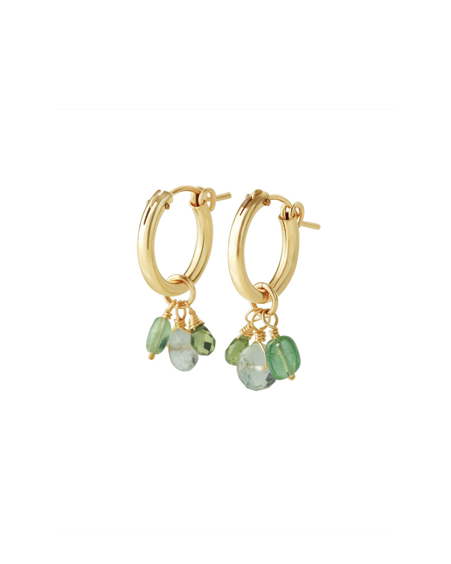 Poppy Rose-Kimora Huggies-Earrings-14k Gold Filled, Prasiolite, Green Tourmaline, Green Apatite-Blue Ruby Jewellery-Vancouver Canada