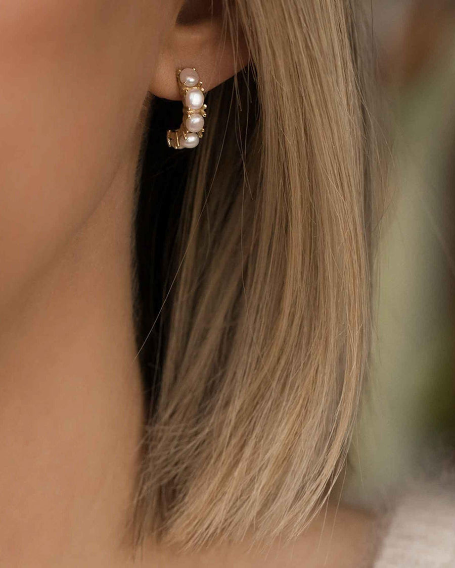 Leah Alexandra-Kusshi Hoops-Earrings-14k Gold Vermeil, Freshwater Pearl-Blue Ruby Jewellery-Vancouver Canada