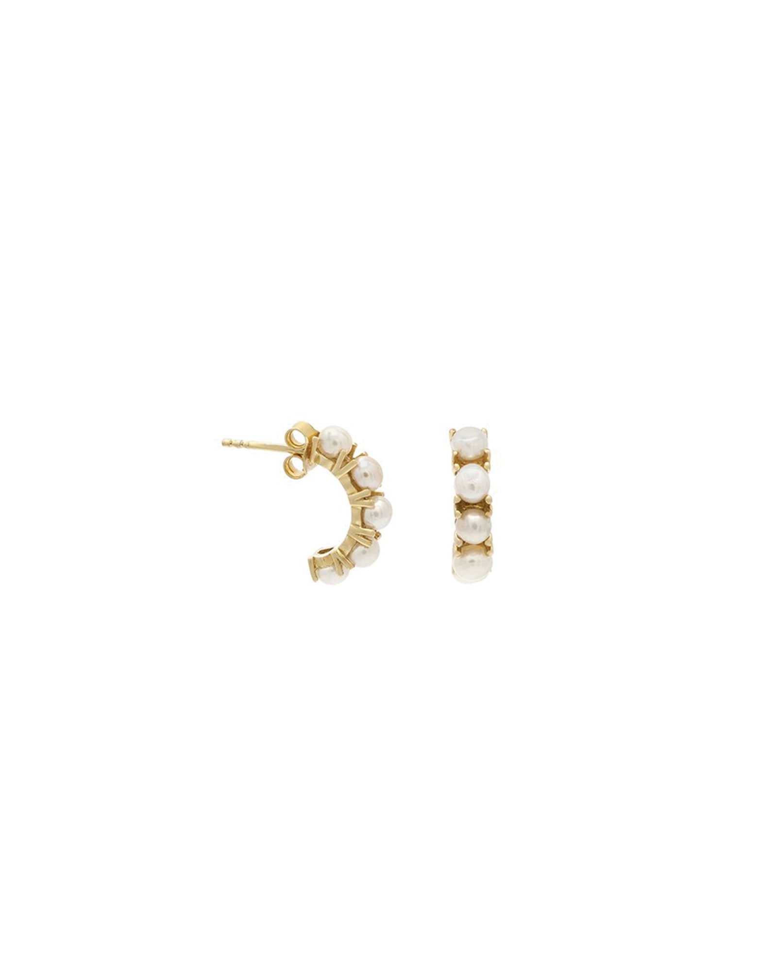 Leah Alexandra-Kusshi Mini Hoops-Earrings-14k Gold Vermeil, Freshwater Pearl-Blue Ruby Jewellery-Vancouver Canada
