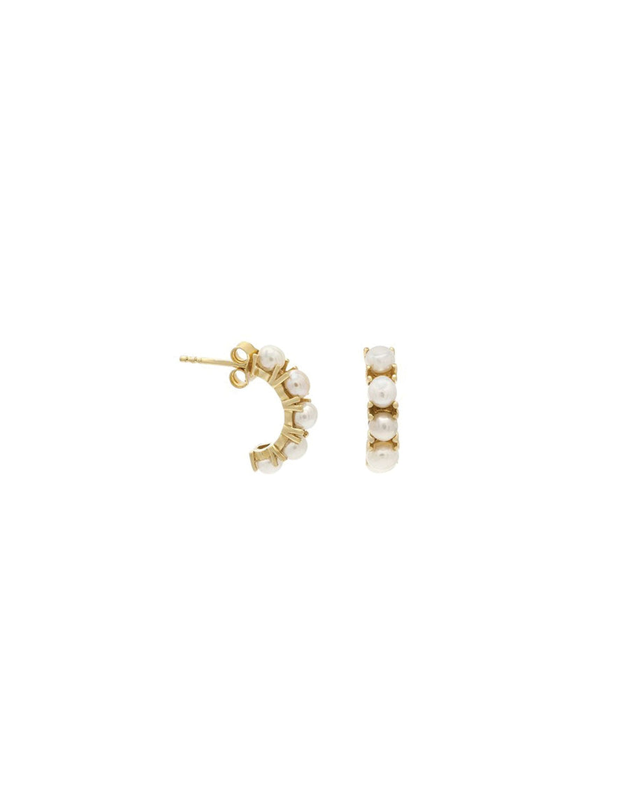 Leah Alexandra-Kusshi Mini Hoops-Earrings-14k Gold Vermeil, Freshwater Pearl-Blue Ruby Jewellery-Vancouver Canada