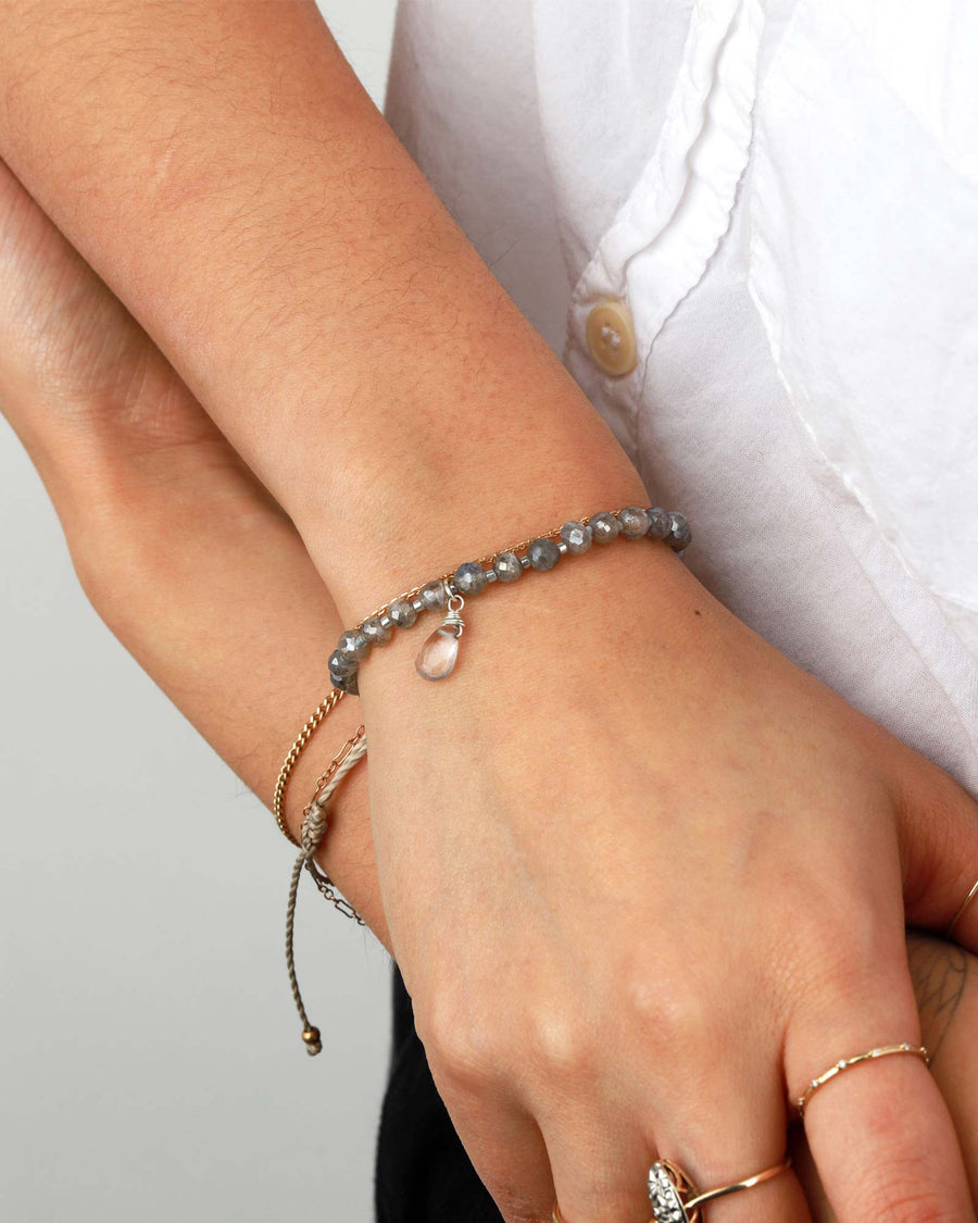 Cause We Care-Labradorite Miyuki Stone Drop Bracelet | 4mm-Bracelets-Sterling Silver-Blue Ruby Jewellery-Vancouver Canada