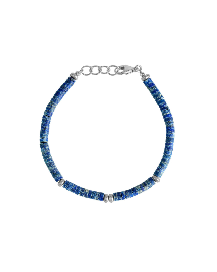 Finley & Wilder-Lapis Heishi Bracelet-Bracelets-Lapis, Sterling Silver-Blue Ruby Jewellery-Vancouver Canada