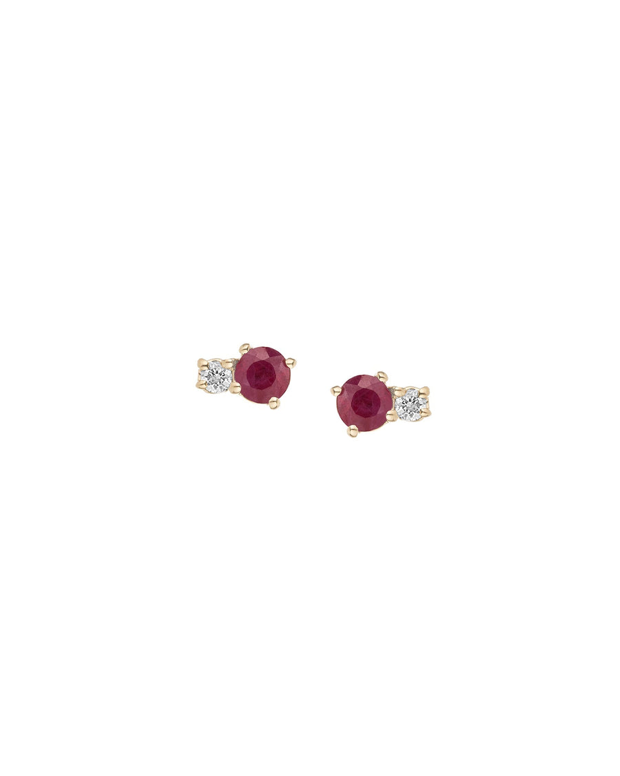 Adina Reyter-Large Diamond Ruby Amigos Studs-Earrings-14k Yellow Gold, Diamond, Ruby-Blue Ruby Jewellery-Vancouver Canada