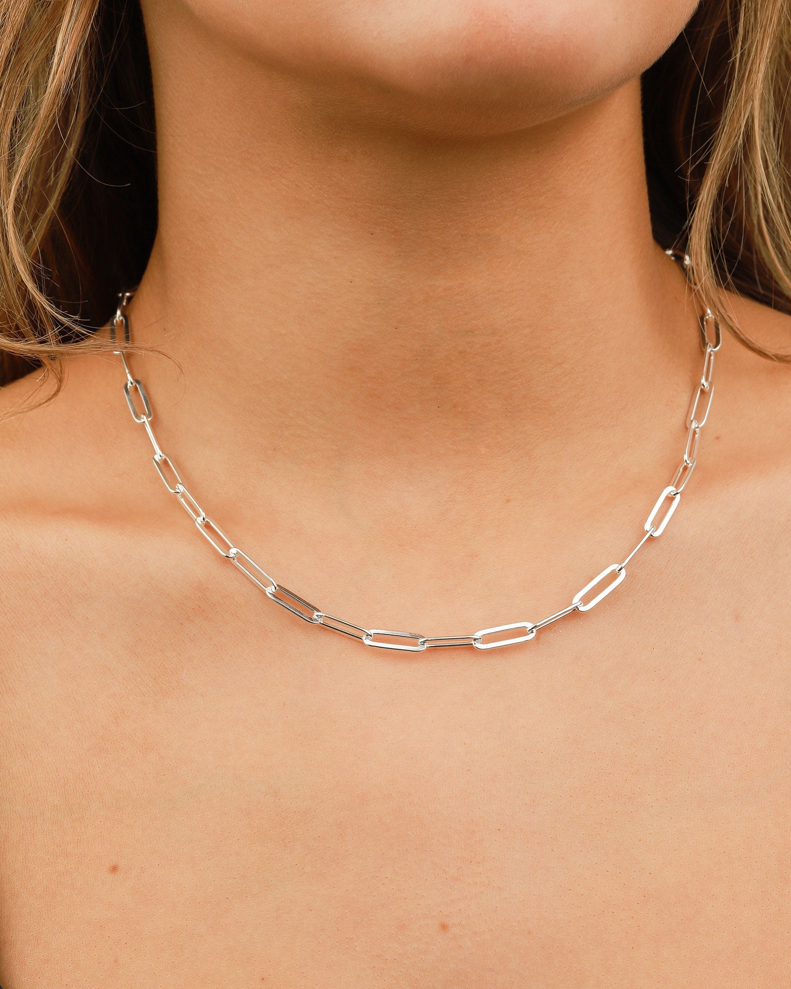 Pyrrha-Large Paperclip Chain-Necklaces-Bright Sterling Silver-Blue Ruby Jewellery-Vancouver Canada
