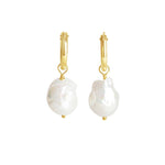 Poppy Rose-Large Pearl Drop Hoops-Earrings-14k Gold-fill, Freshwater Pearl-Blue Ruby Jewellery-Vancouver Canada
