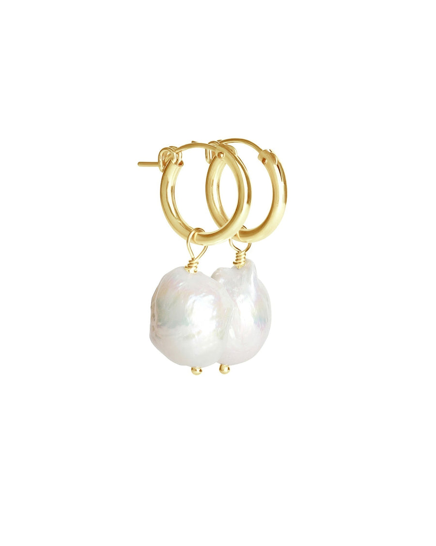 Poppy Rose-Large Pearl Drop Hoops-Earrings-14k Gold-fill, Freshwater Pearl-Blue Ruby Jewellery-Vancouver Canada