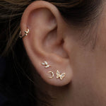 Valley of the Fine-Leaf CZ Stud-Earrings-10k Yellow Gold, Cubic Zirconia-Blue Ruby Jewellery-Vancouver Canada