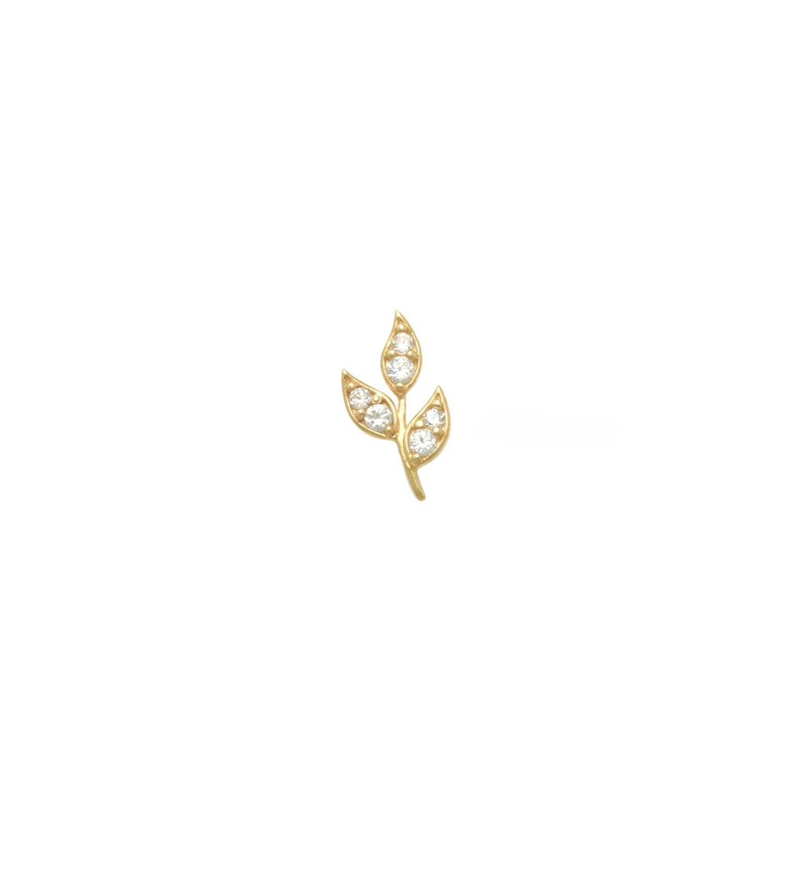 Valley of the Fine-Leaf CZ Stud-Earrings-10k Yellow Gold, Cubic Zirconia-Blue Ruby Jewellery-Vancouver Canada