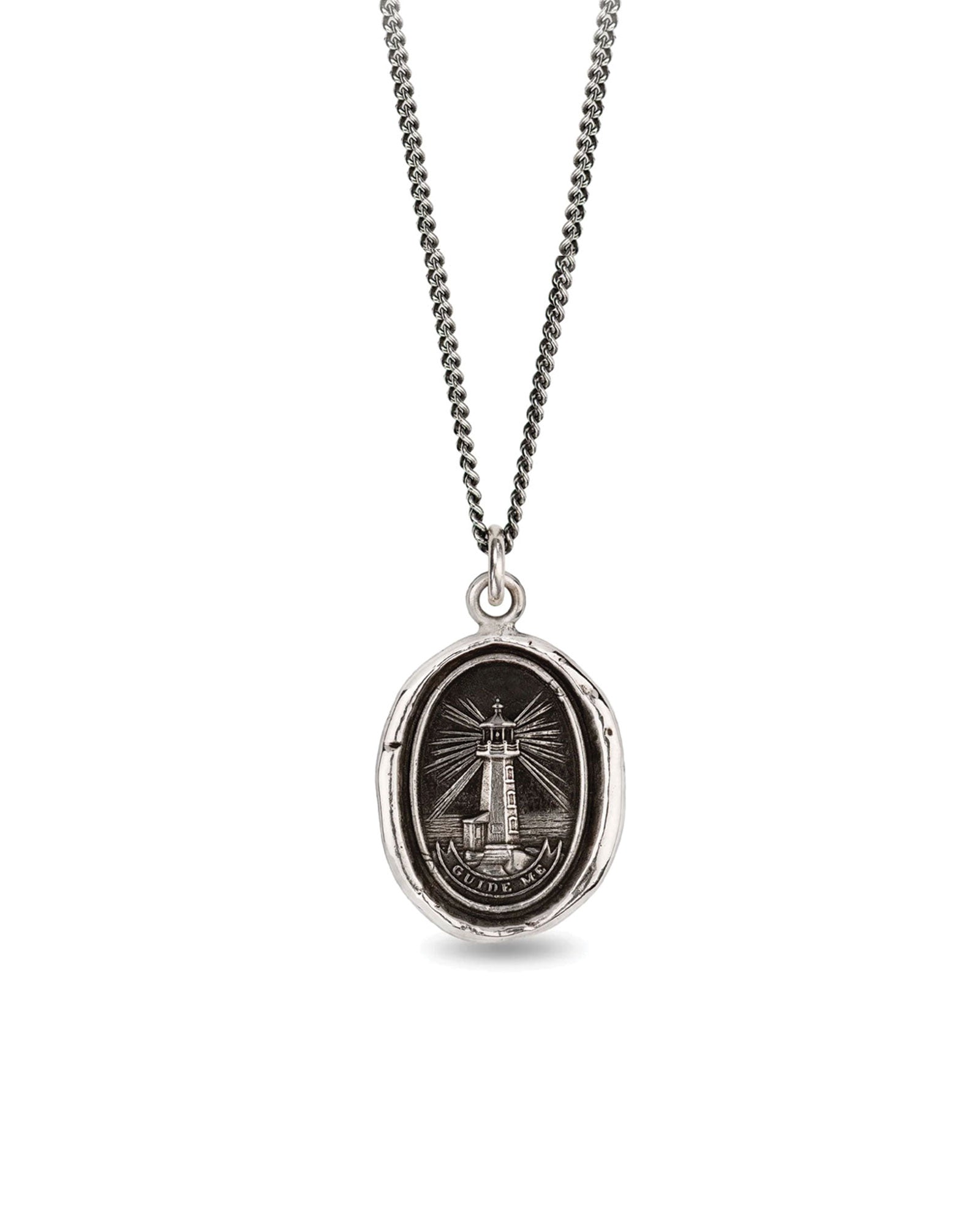 Lighthouse Talisman-Oxidized Sterling Silver-Blue Ruby Jewellery-Vancouver Canada