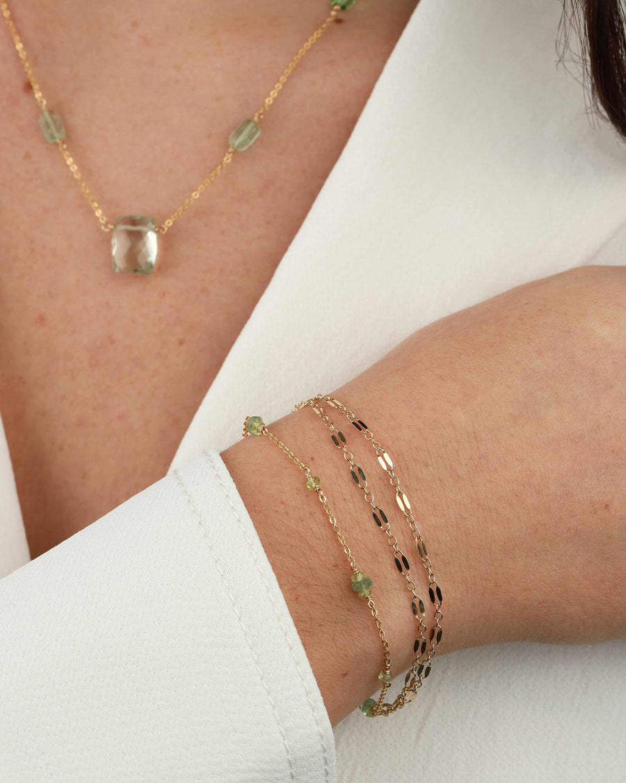 Poppy Rose-Linda Bracelet-Bracelets-14k Gold-fill, Green Kyanite, Peridot-Blue Ruby Jewellery-Vancouver Canada