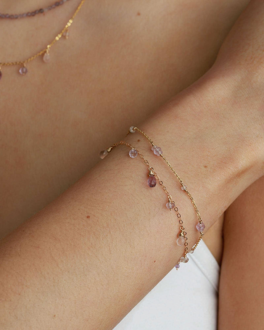 Poppy Rose-Linda Bracelet-Bracelets-14k Gold-fill, Pink Sapphire, Amethyst-Blue Ruby Jewellery-Vancouver Canada