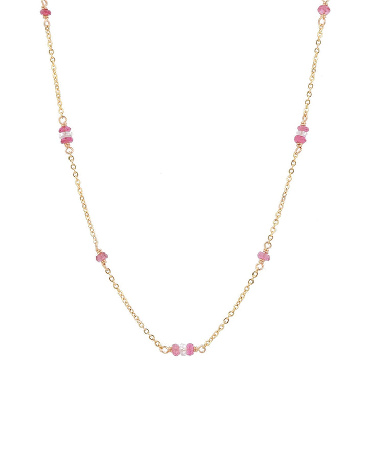 Poppy Rose-Linda Necklace-Necklaces-14k Gold-fill, Pink Tourmaline, Pink Sapphire-Blue Ruby Jewellery-Vancouver Canada