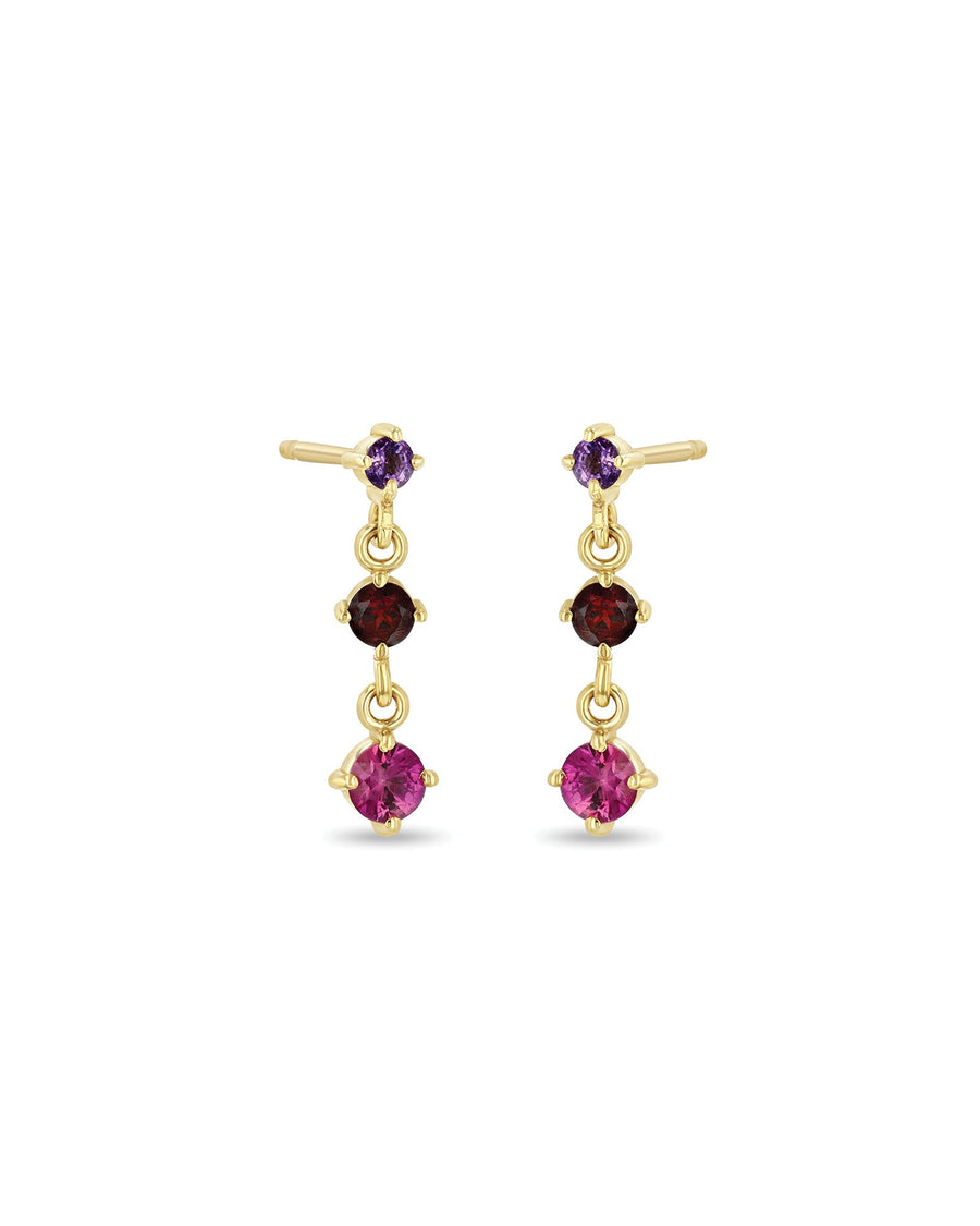 Zoe Chicco-Linked Graduated Ombre Gemstone Drop Earrings-Earrings-14k Yellow Gold-Amethyst, Garnet, Pink Sapphire-Blue Ruby Jewellery-Vancouver Canada
