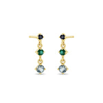 Zoe Chicco-Linked Graduated Ombre Gemstone Drop Earrings-Earrings-14k Yellow Gold-Aquamarine, Emerald, Blue Sapphire-Blue Ruby Jewellery-Vancouver Canada