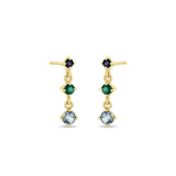 Zoe Chicco-Linked Graduated Ombre Gemstone Drop Earrings-Earrings-14k Yellow Gold-Aquamarine, Emerald, Blue Sapphire-Blue Ruby Jewellery-Vancouver Canada