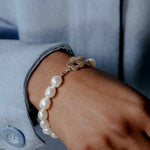 Wolf Circus-Lola Pearl Bracelet-Bracelets-Sterling Silver, Freshwater Pearl-Blue Ruby Jewellery-Vancouver Canada