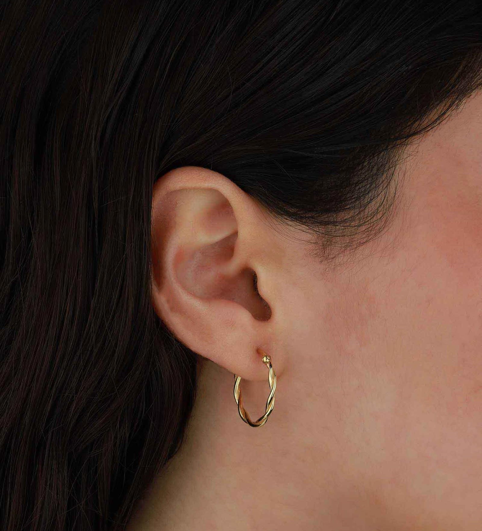 Tashi-Loose Twist Hoops I 20mm-Earrings-14k Gold Vermeil-Blue Ruby Jewellery-Vancouver Canada