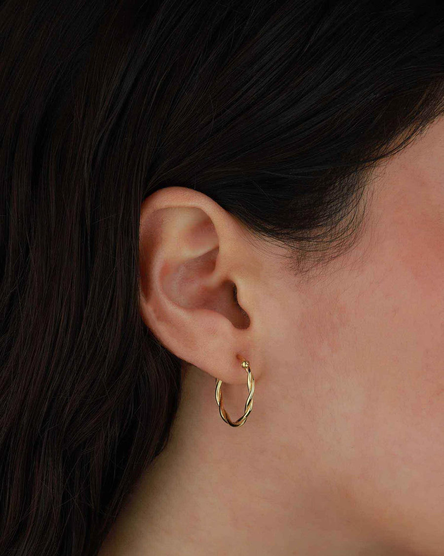 Tashi-Loose Twist Hoops I 20mm-Earrings-14k Gold Vermeil-Blue Ruby Jewellery-Vancouver Canada