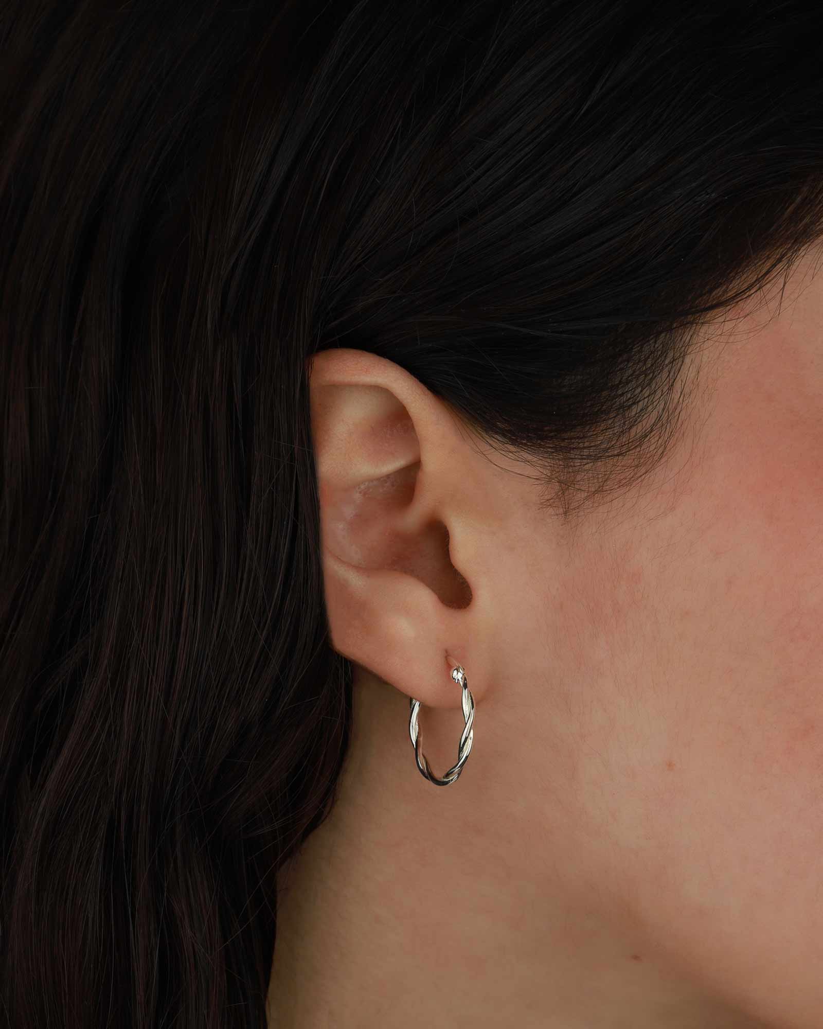 Tashi-Loose Twist Hoops I 20mm-Earrings-Sterling Silver-Blue Ruby Jewellery-Vancouver Canada