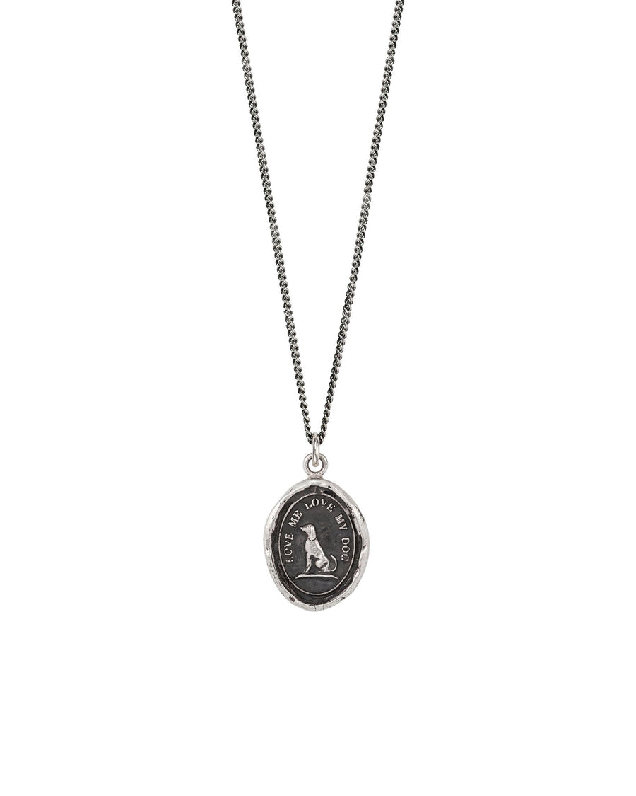 Pyrrha-Love My Dog Talisman-Necklaces-Oxidized Sterling Silver-Blue Ruby Jewellery-Vancouver Canada