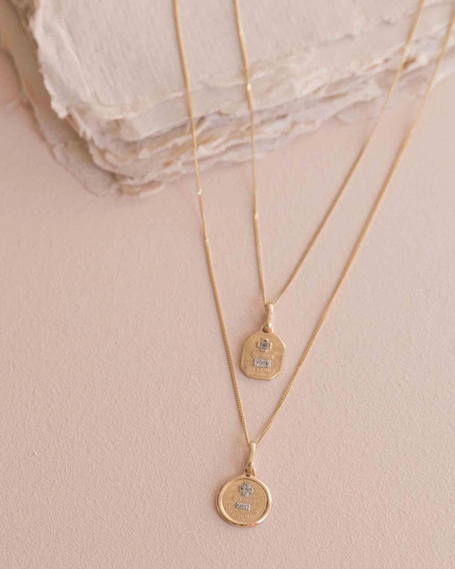 Leah Alexandra Fine-Love Token Necklace Round-Necklaces-14k Yellow Gold, Diamond-Blue Ruby Jewellery-Vancouver Canada