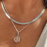 Leah Alexandra-Love Token Round Necklace-Necklaces-Sterling Silver, Cubic Zirconia-Blue Ruby Jewellery-Vancouver Canada