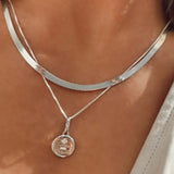 Leah Alexandra-Love Token Round Necklace-Necklaces-Sterling Silver, Cubic Zirconia-Blue Ruby Jewellery-Vancouver Canada
