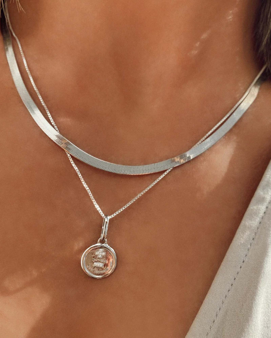 Leah Alexandra-Love Token Round Necklace-Necklaces-Sterling Silver, Cubic Zirconia-Blue Ruby Jewellery-Vancouver Canada