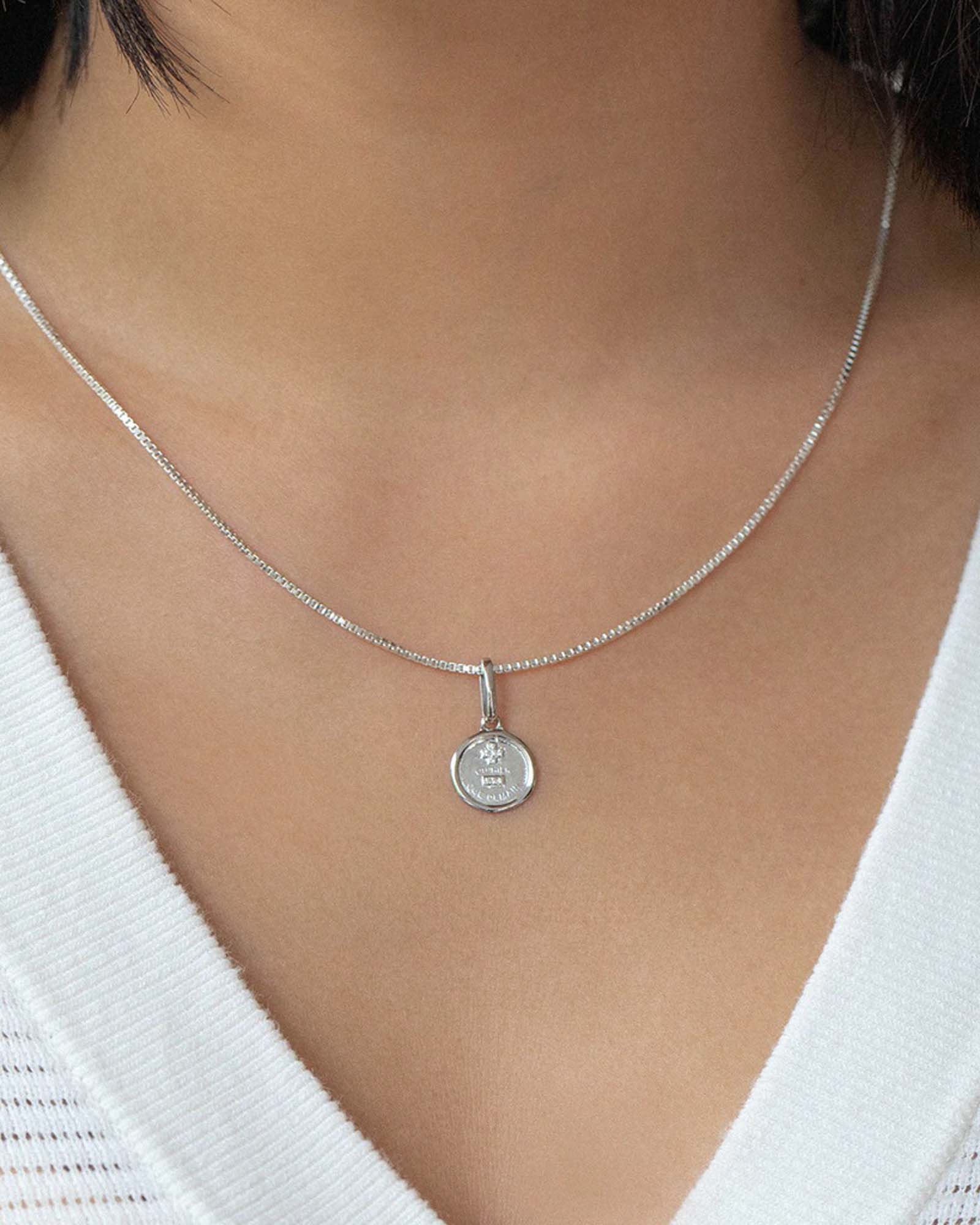 Leah Alexandra-Love Token Round Necklace-Necklaces-Sterling Silver, Cubic Zirconia-Blue Ruby Jewellery-Vancouver Canada