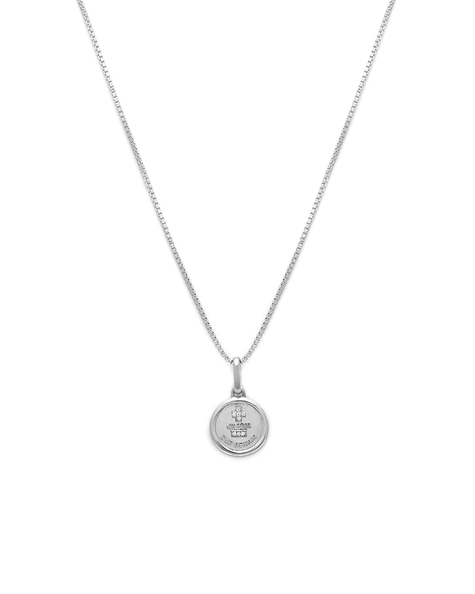 Leah Alexandra-Love Token Round Necklace-Necklaces-Sterling Silver, Cubic Zirconia-Blue Ruby Jewellery-Vancouver Canada
