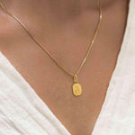 Leah Alexandra-Love Token Square Necklace-Necklaces-14k Gold Vermeil, 14k Gold-fill, Cubic Zirconia-Blue Ruby Jewellery-Vancouver Canada