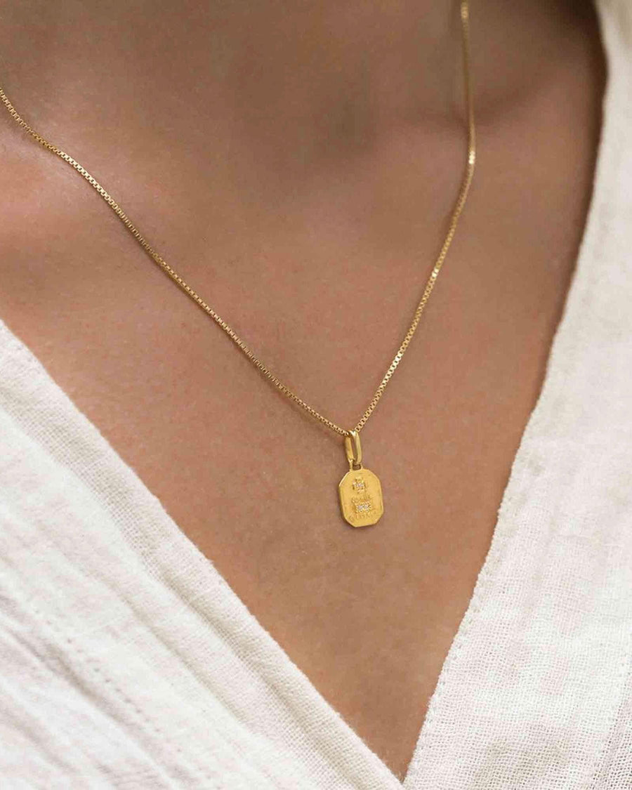 Leah Alexandra-Love Token Square Necklace-Necklaces-14k Gold Vermeil, 14k Gold-fill, Cubic Zirconia-Blue Ruby Jewellery-Vancouver Canada