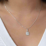 Leah Alexandra-Love Token Square Necklace-Necklaces-Sterling Silver, Cubic Zirconia-Blue Ruby Jewellery-Vancouver Canada