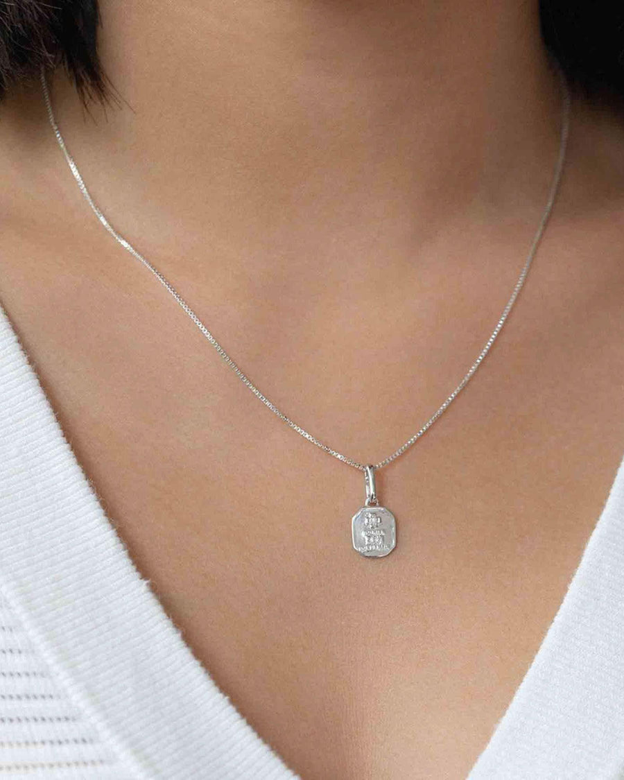 Leah Alexandra-Love Token Square Necklace-Necklaces-Sterling Silver, Cubic Zirconia-Blue Ruby Jewellery-Vancouver Canada
