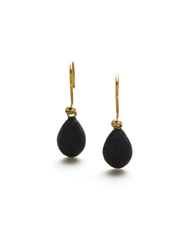 Alexis Bittar-Lucite Dewdrop Earrings-Earrings-Black Lucite-Blue Ruby Jewellery-Vancouver Canada