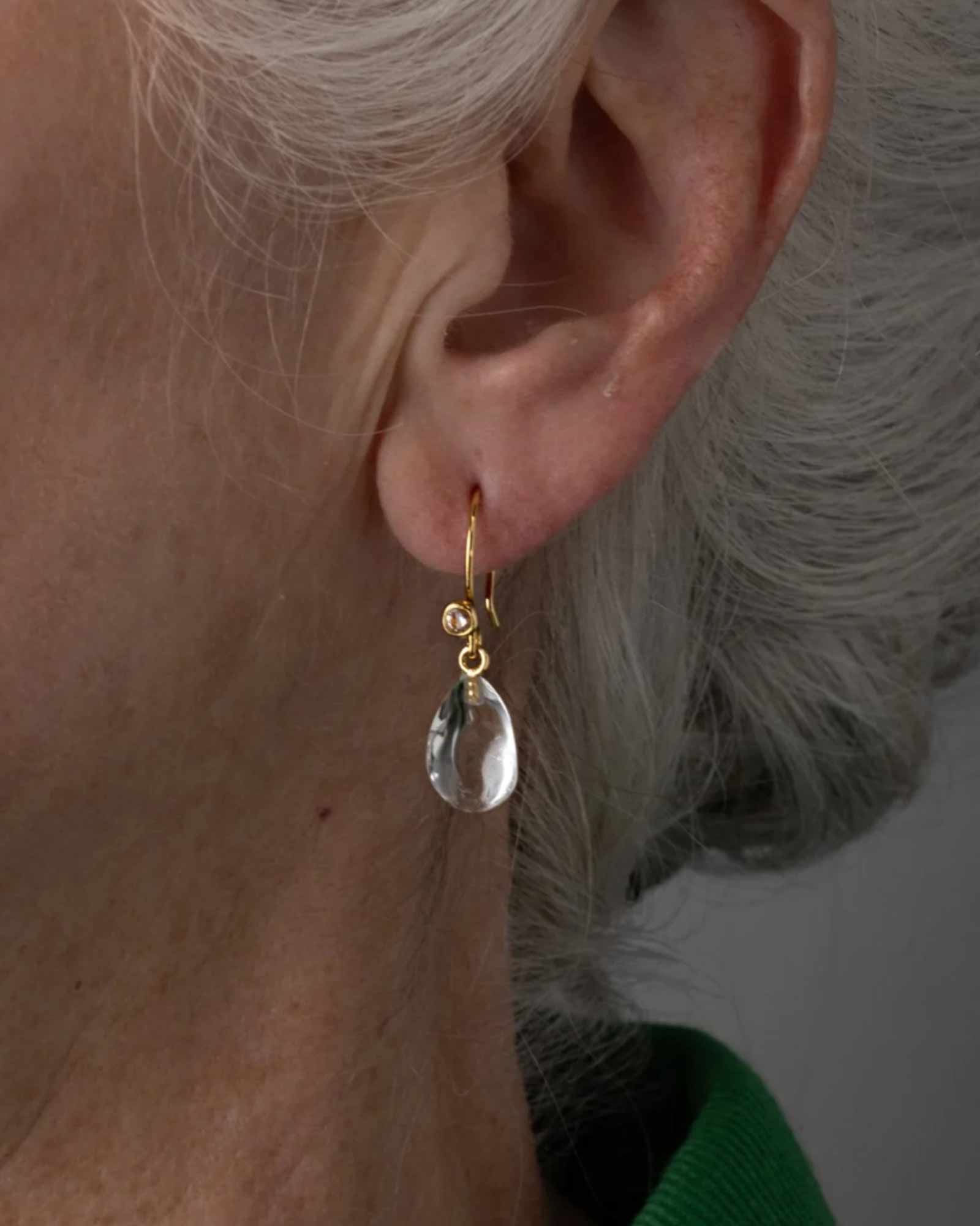 Alexis Bittar-Lucite Dewdrop Earrings-Earrings-Clear Lucite-Blue Ruby Jewellery-Vancouver Canada