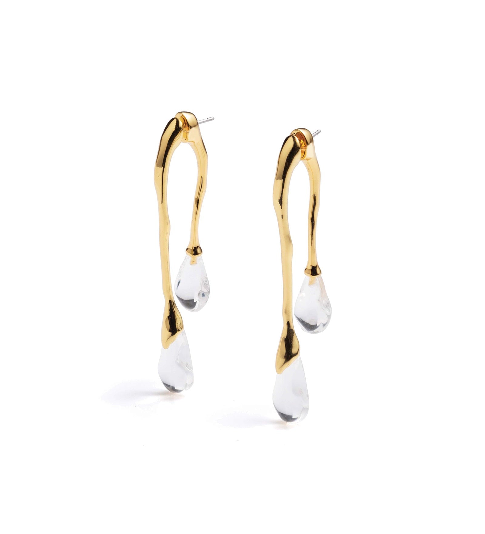 Alexis Bittar-Lucite Front Back Double Drop Earring-Earrings-14k Gold Plated, Clear Lucite-Blue Ruby Jewellery-Vancouver Canada