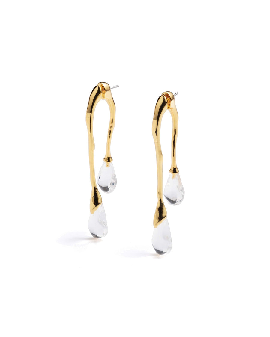 Alexis Bittar-Lucite Front Back Double Drop Earring-Earrings-14k Gold Plated, Clear Lucite-Blue Ruby Jewellery-Vancouver Canada