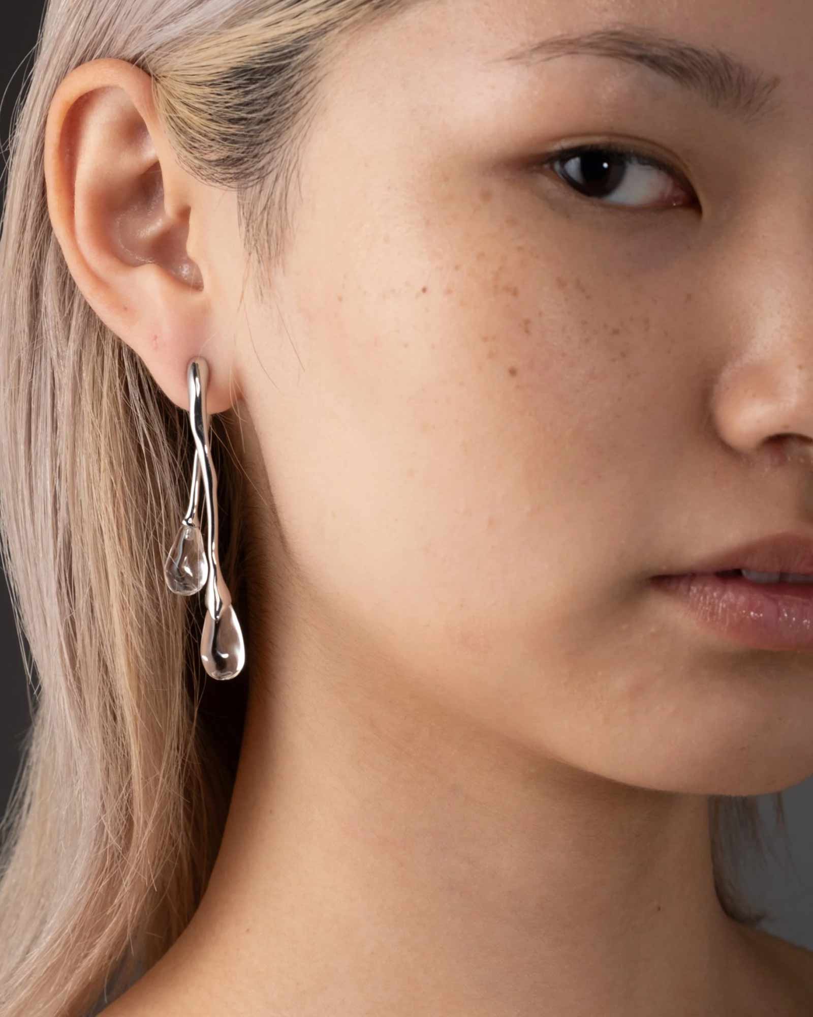 Alexis Bittar Lucite Front Back Double Drop Earring Blue Ruby