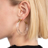 Alexis Bittar-Lucite Molten Hoop Earrings-Earrings-14k Gold Plated, Gold Lucite-Blue Ruby Jewellery-Vancouver Canada