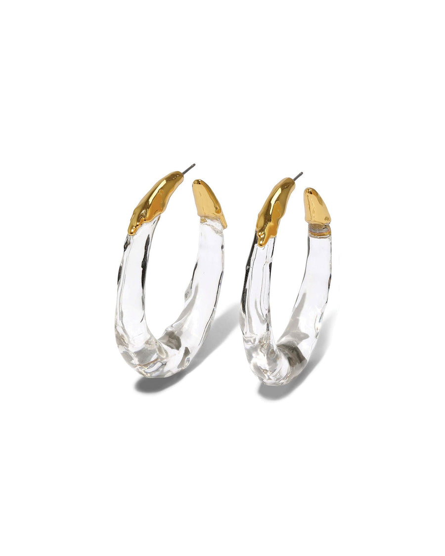 Alexis Bittar-Lucite Molten Hoop Earrings-Earrings-14k Gold Plated, Gold Lucite-Blue Ruby Jewellery-Vancouver Canada