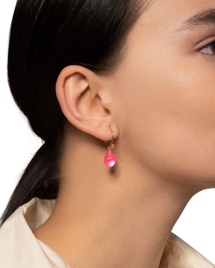 Alexis Bittar-Lucite Teardrop Earrings-Earrings-14k Gold Vermeil, Neon Pink Lucite-Blue Ruby Jewellery-Vancouver Canada