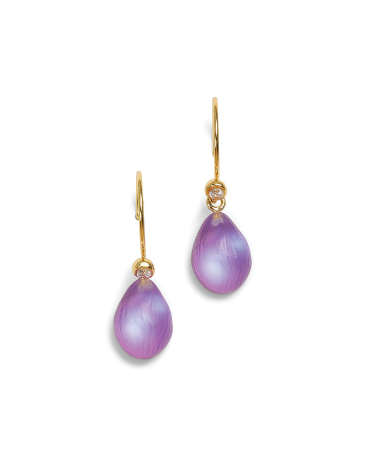 Alexis Bittar-Lucite Teardrop Earrings-Earrings-14k Gold Vermeil, Techno Purple Lucite-Blue Ruby Jewellery-Vancouver Canada