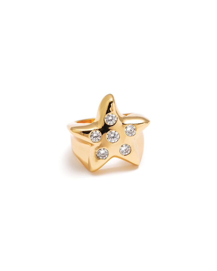 Lucky Star Ring 14k Gold Plated, Cubic Zirconia / 5.5