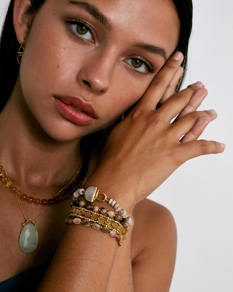 Chan Luu-Luna Bracelet-Bracelets-18k Gold Vermeil, Moonstone and Opal-Blue Ruby Jewellery-Vancouver Canada