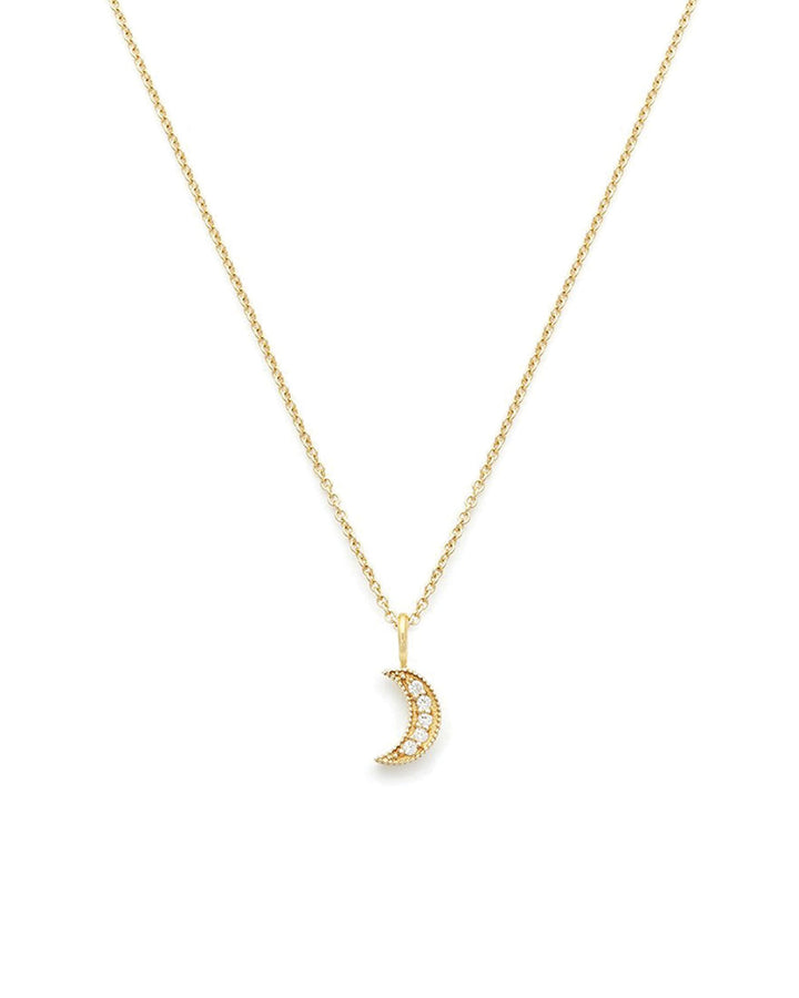 Leah Alexandra-Luna Crescent Moon Necklace-Necklaces-14k Gold Vermeil, 14k Gold-fill, Cubic Zirconia-Blue Ruby Jewellery-Vancouver Canada