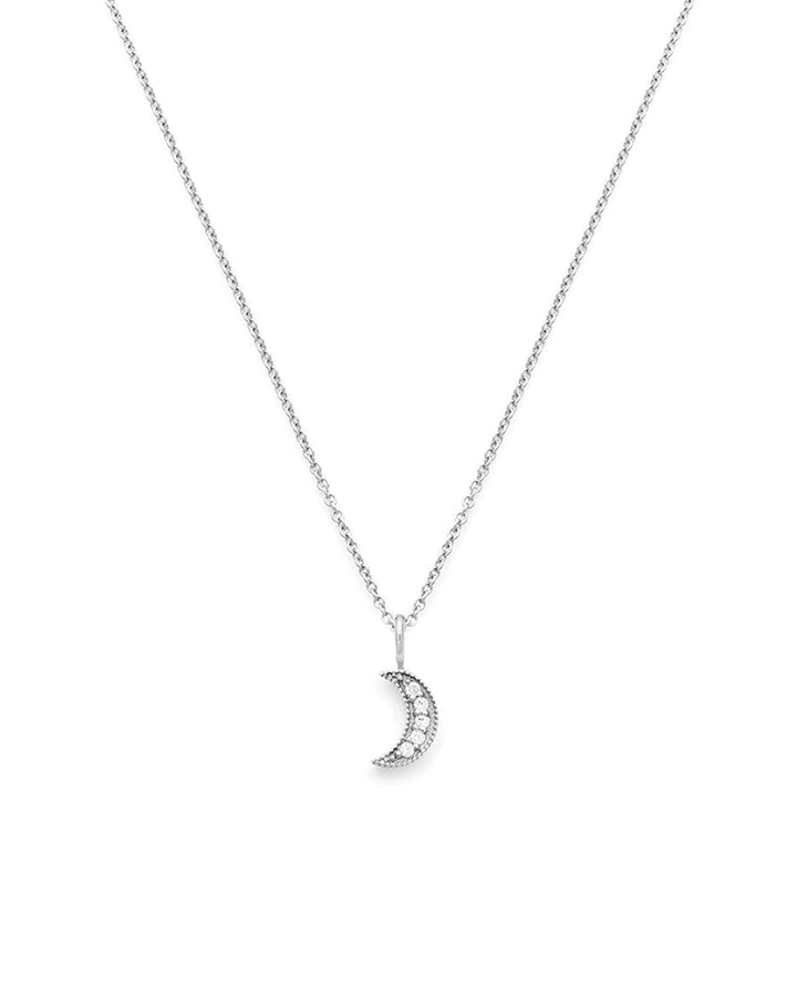 Leah Alexandra-Luna Crescent Moon Necklace-Necklaces-Sterling Silver, Cubic Zirconia-Blue Ruby Jewellery-Vancouver Canada