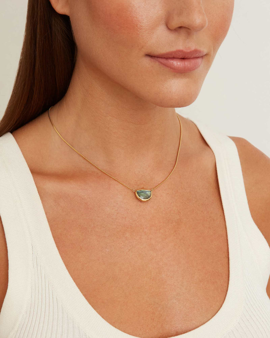 Chan Luu-Luna Necklace-Necklaces-18k Gold Vermeil, Labradorite-Blue Ruby Jewellery-Vancouver Canada
