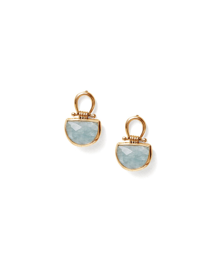 Chan Luu-Luna Studs-Earrings-18k Gold Vermeil, Aquamarine-Blue Ruby Jewellery-Vancouver Canada